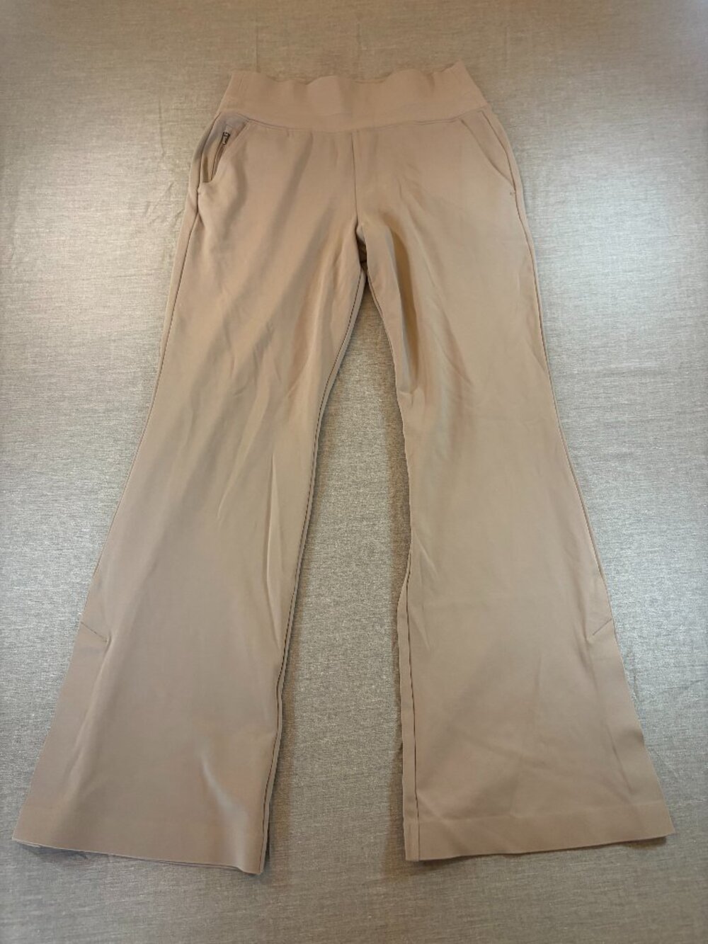 Athleta Venice Flare Pants Women's Med Beige Nylon Spandex Athleisure Activewear